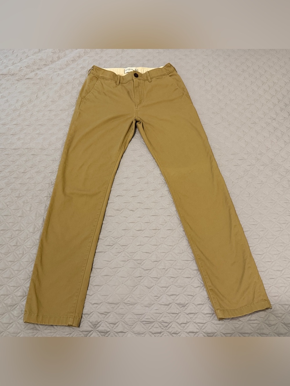Abercrombie Kids Boys 15/16 Chinos Khaki Pants Beige Flat Front Casual Preppy